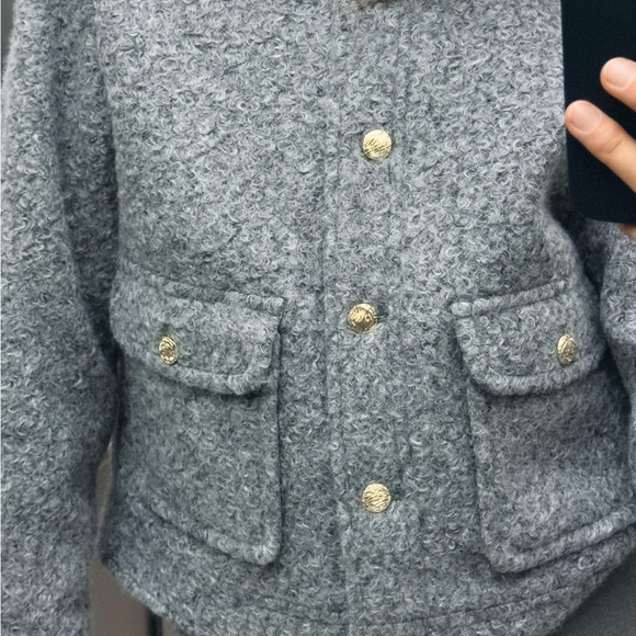 Zara Gray Blazer Jacket - Picture 2 of 9